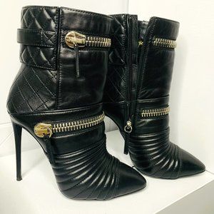 Giuseppe Zanotti Moto Stiletto Genuine Leather Ankle Boots - Size US 7 EU 37
